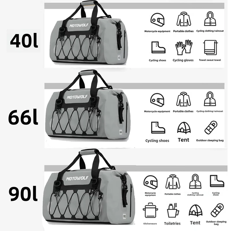 العالمي للدراجات النارية مقاوم للماء الذيل أكياس المقعد الخلفي أكياس الدراجات التخييم حقيبة سفر دراجة نارية سكوتر الرياضة الأمتعة حزمة 66L 40L #5