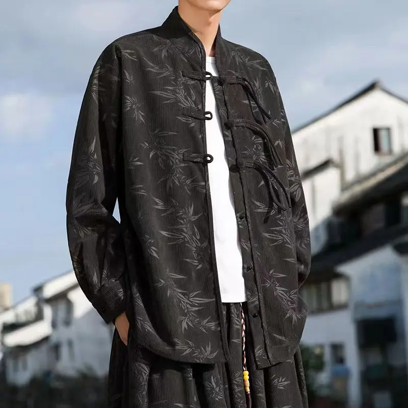 Retro Chinese Style Men's Clothing Improved Hanfu Suit New Chinese Style Cloak Taoist Robe Tea And Zen Clothing