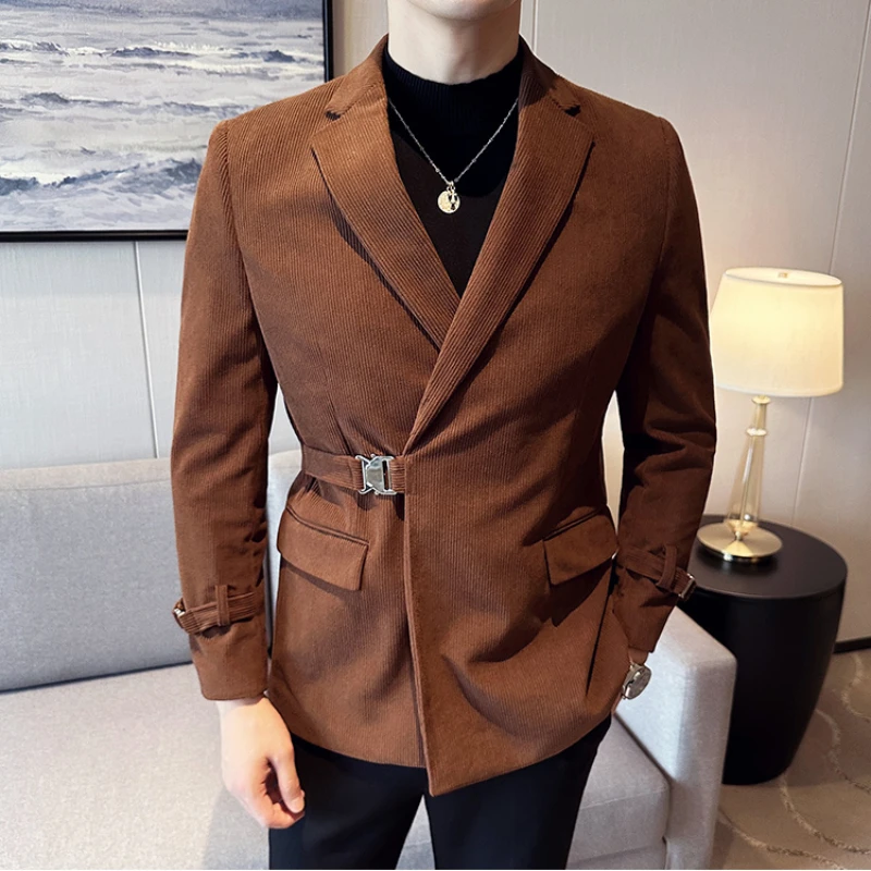 Men\'s High-end Corduroy Blazer Men\'s Autumn and Winter Thickening Men Blazer Casual Western Fit Party Club Wedding Social Blazer