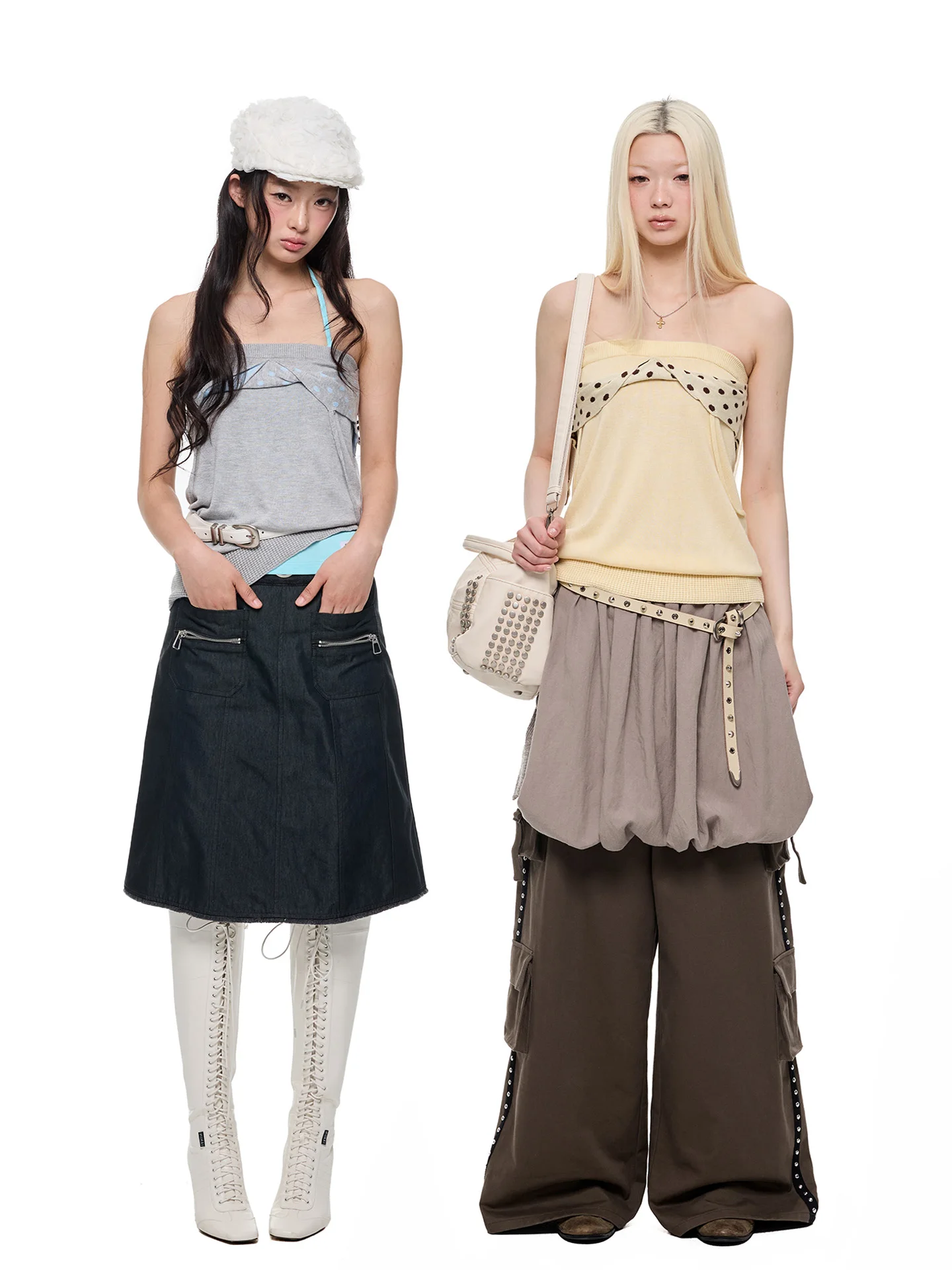

JIKOO Sweet Pear Juice Korean Splice Knitted Strap Women Pure Desire Slim Fit Inner Wear Sleeveless Tube Top