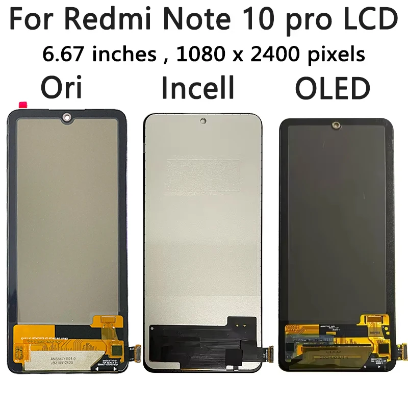 6.67 "AMOLED dla Redmi Note10Pro M2101K6G wymiana wyświetlacza dla Xiaomi Redmi Note 10 Pro wyświetlacz LCD ekran dotykowy z ramką — zdjęcie produktu 2