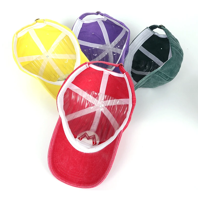 MINISO Anime Cartoon Super Mario Bros Retro Washed Baseball Caps Men Women Sunshade Duck Tongue Hat Adult Outdoor Sport Snapback