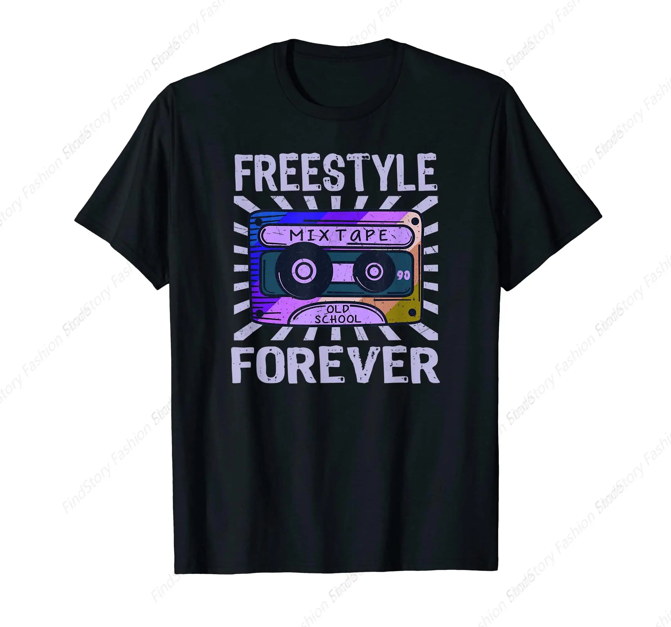 Freestyle Forever T-Shirt for Men Cotton Vintage Short Sleeve O Neck Sports Streetwear New Trend Tops Tee