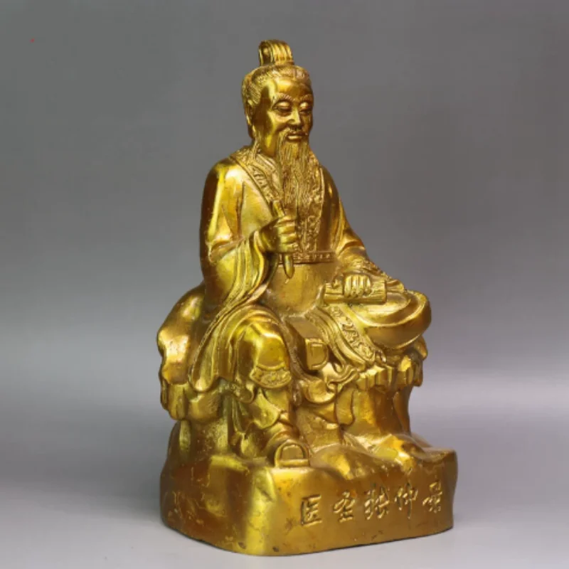 Vintage Bronze Zhang Zhongjing Figurine - The Sage of Medicine Sculpture, Traditional Chinese Cultural Desk Decoration Ornament