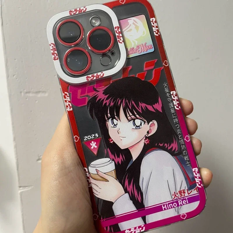 Kawaii Sailor Moon Mars Phone Case for IPhone 16 15 14 13 12 11 XS/XR 7/8 Pro Max Anime Venus Jupiter Mercury Protective Cover