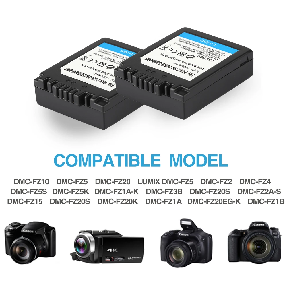 Batteria CGAS002 CGA-S002 per batteria Panasonic DMC-FZ1 DMC-FZ10 DMC-FZ10EG-K DMC-FZ3B per batteria Panasonic S002 1400mAh