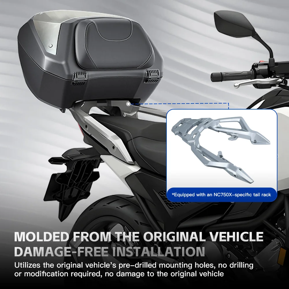 Waterproof Motorbike Tail Box Large Storage Quick Release Bracket Drill-Free Mount for Honda NC750X
