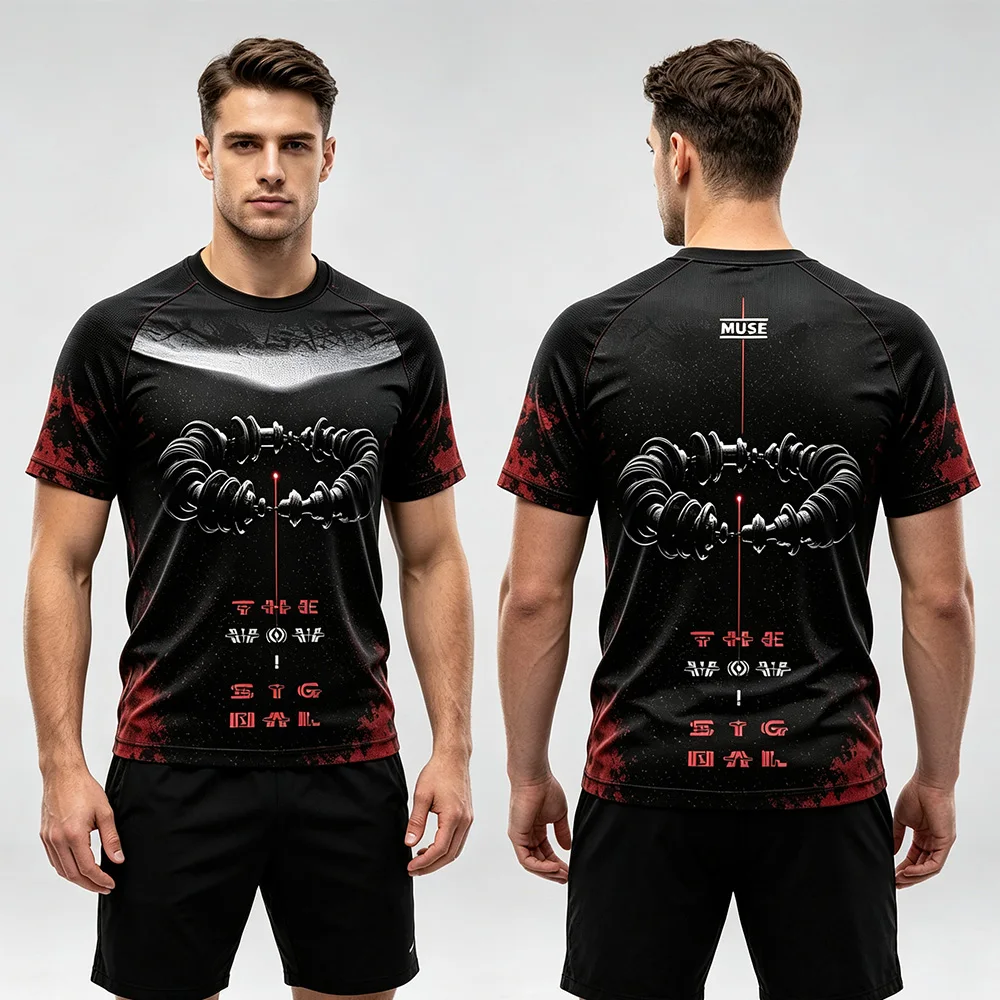 Muse Rock Band Jersey The Wow! Signal Album Retro Graphic Print Tee O-neck Hip Hop Tops Harajuku Mens T Shirt Unisex Sportswear