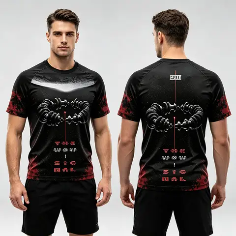 Muse Rock Band Jersey The Wow! Signal Album Retro Graphic Print Tee O-neck Hip Hop Tops Harajuku Mens T Shirt Unisex Sportswear