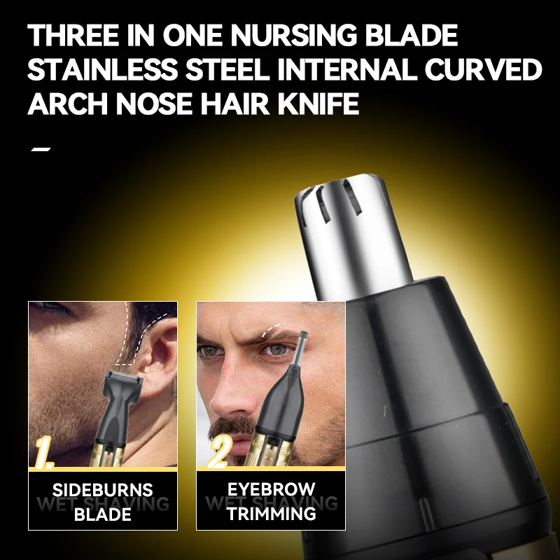 Kemei-133 Nasenhaarschneider für Nasen-Ohrreiniger, wiederaufladbarer Nasentrimmer, Bartschneider für Männer, Rasierer, Augenbrauenpflegeset