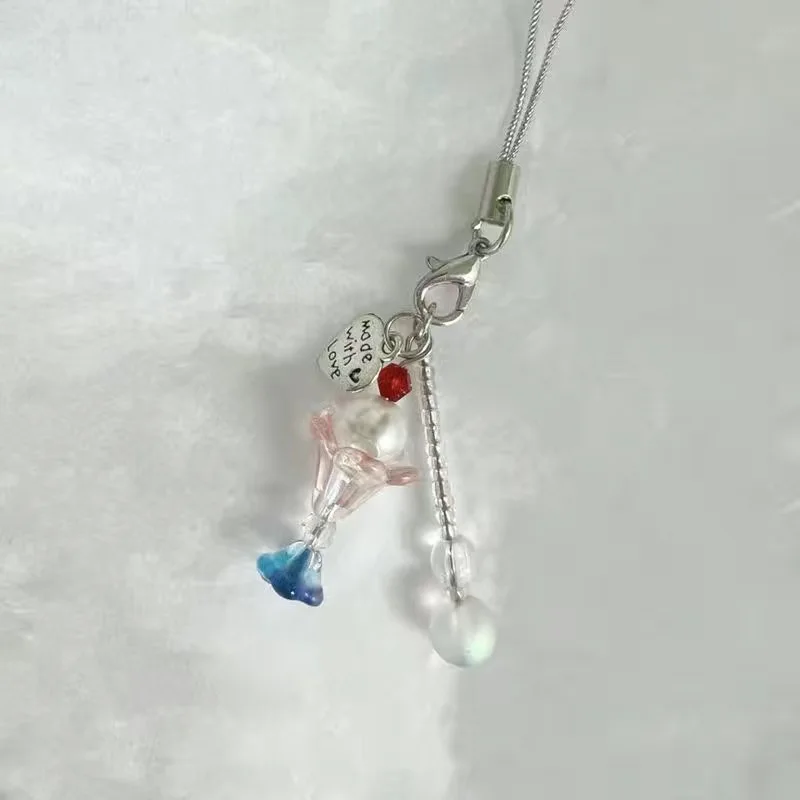 Y2K الآيس كريم ستار المفاتيح ل جراب هاتف لطيف Kawaii مقلد الغذاء الفاكهة كيك تحلية كوب مفتاح سلسلة حقيبة قلادة هدية لفتاة