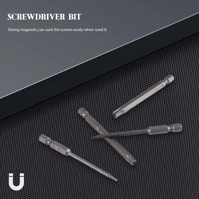 11 peças 75mm pontas de chave de fenda magnéticas de aço s2 cabeça torx hexagonal t6/t7/t8/t9/t10/t15/t20/t25/t27/t30/t40
