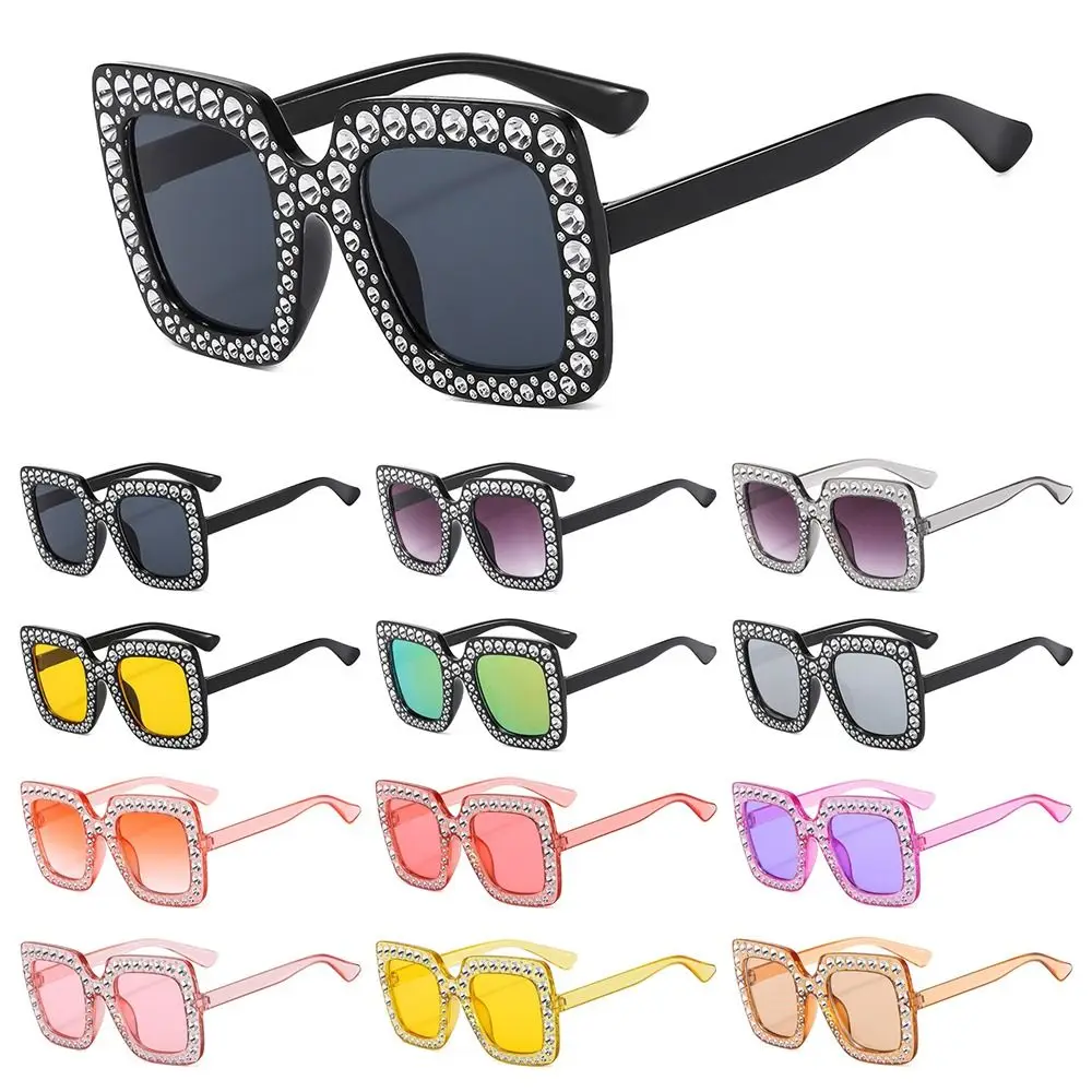 Fashion Diamond Crystal Children Sunglasses Sparkling Rhinestone Girls Shades Kids Square Sun Glasses for Beach/Travel/Party