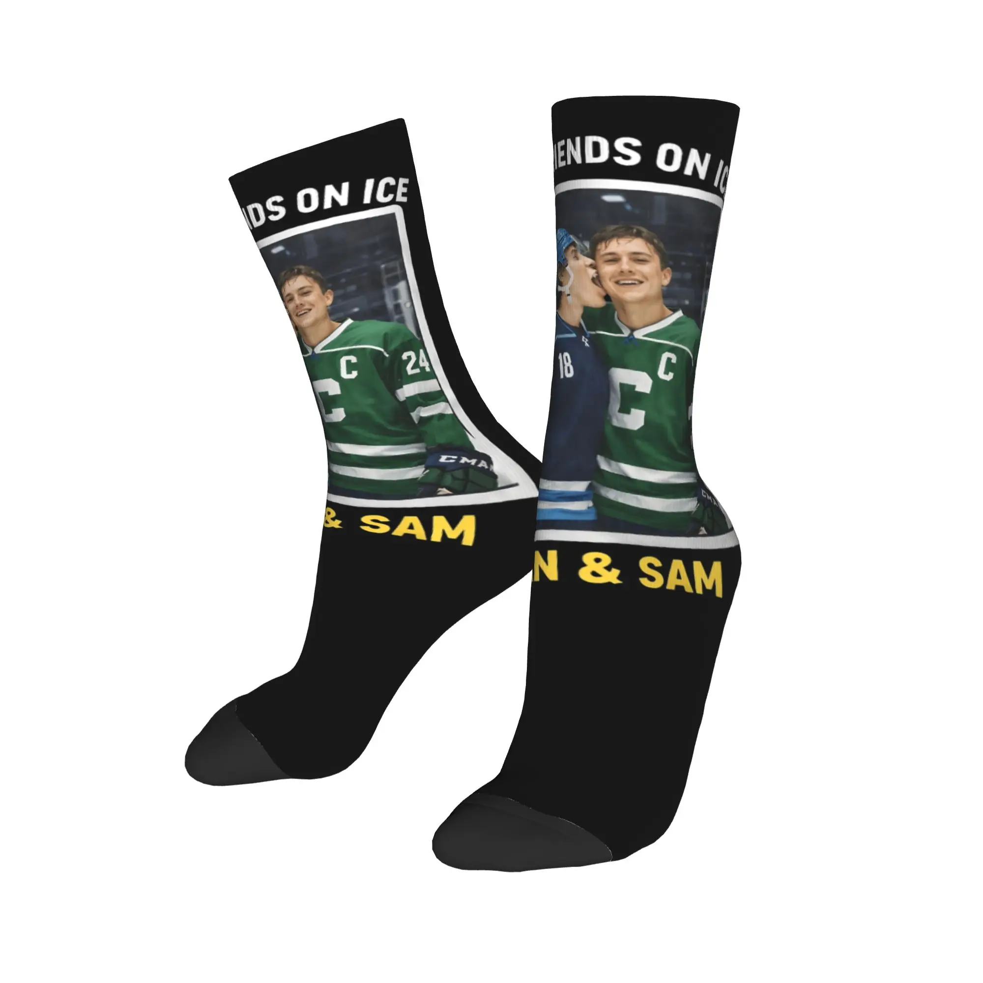 

Winter Warm Retro Women Men Best Friends on Ice Hockey Bros Socks Heated Rivalry Sweat Absorbing Crew Socks