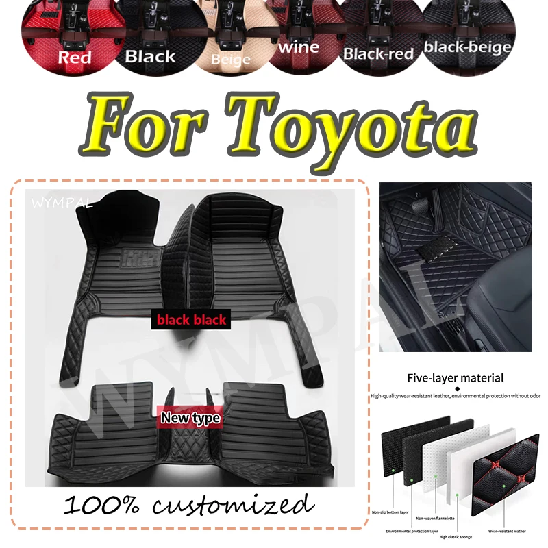 Luxury Custom Car Floor Mats For Toyota FJ Cruiser Crown Verso Aygo Hilux Yaris Auris Corolla Cross Tundra Car Mats Full pads