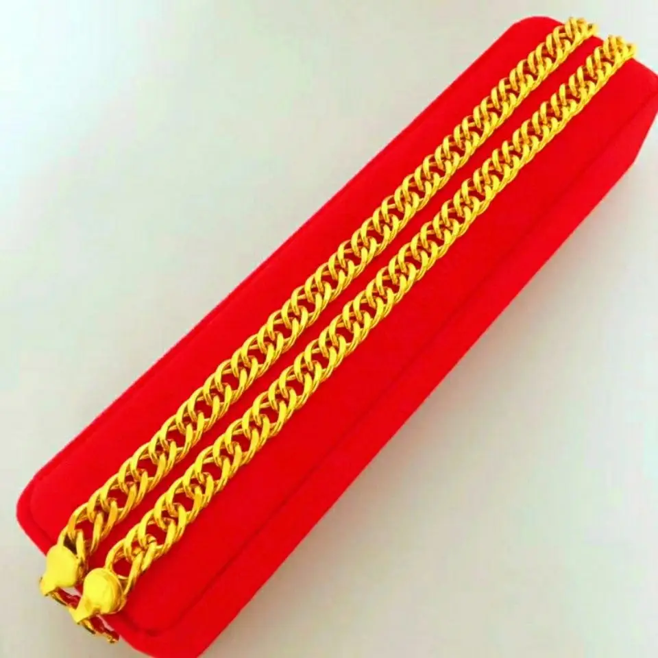 Simulatie 100% Pure 18K Gold Big Boss Ketting Heren Trendy Mannen Persoonlijkheid Ketting Dominante Dikke Bandjes Real gouden Sieraden