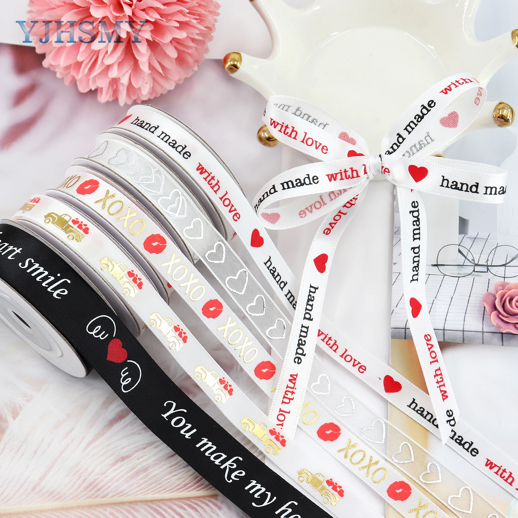 Red Ribbon for Valentines Day Decorations, Ribbons for Crafts Love