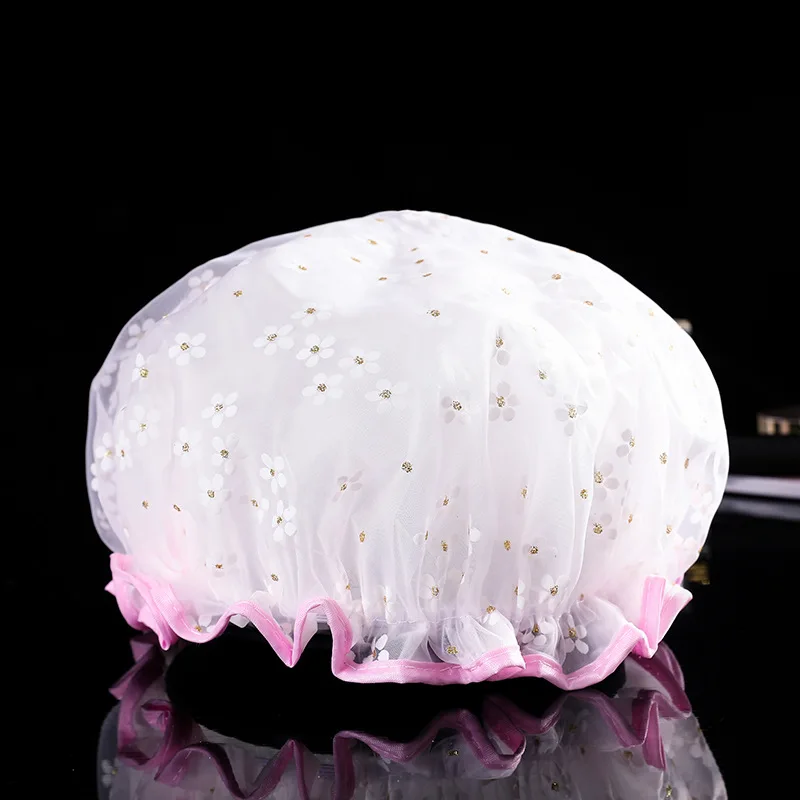 1 gorro de ducha grueso de doble capa para mujer con protección impermeable para el cabello