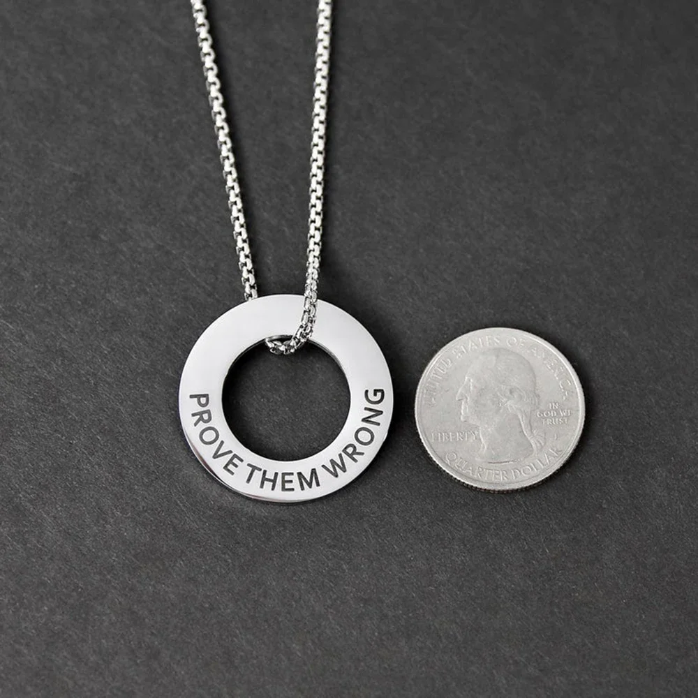 Custom Name Necklace Engraved Circle Pendant Couples Jewelry Gift Personalized Stainless Steel Jewelry For Women Men