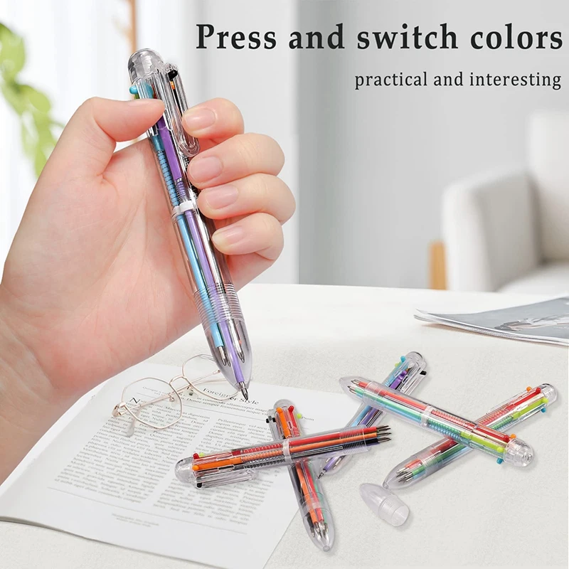 20 Pack Ballpoint Pen 6-In-1 Multicolor Retractable Ballpoint Pens Multi Color Pen For School