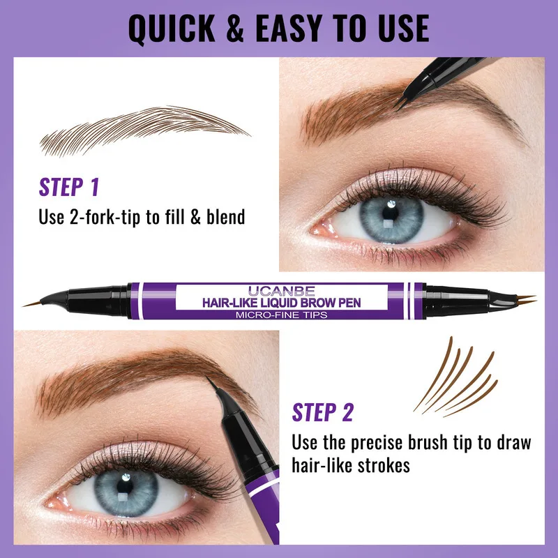 UCANBE Two-Claw  Bent Single-Fork Eyebrow Pencil Long-Lasting Natural Fine Brush Head