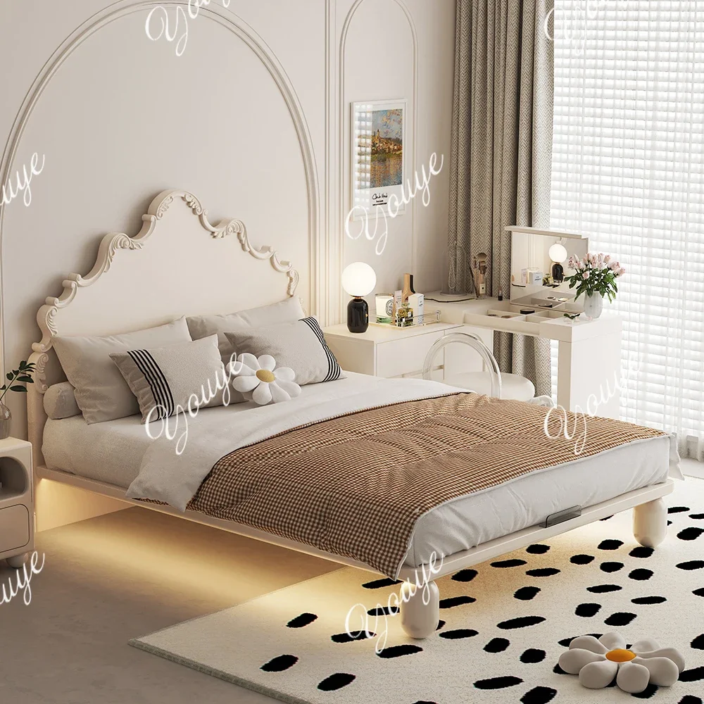 

Детская кровать C French Cream Wind для девочек, кровать-принцесса для небольшой квартиры, из массива дерева, односпальная