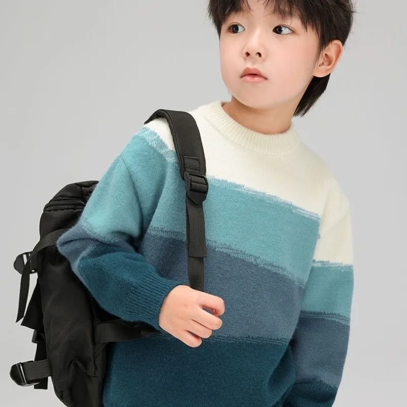 

Winter Kids Sweater Animals Cartoon Striped Boys Autumn Knitwear 4-12 Year Long Sleeve Clothes Baby Sweaters Children Tops