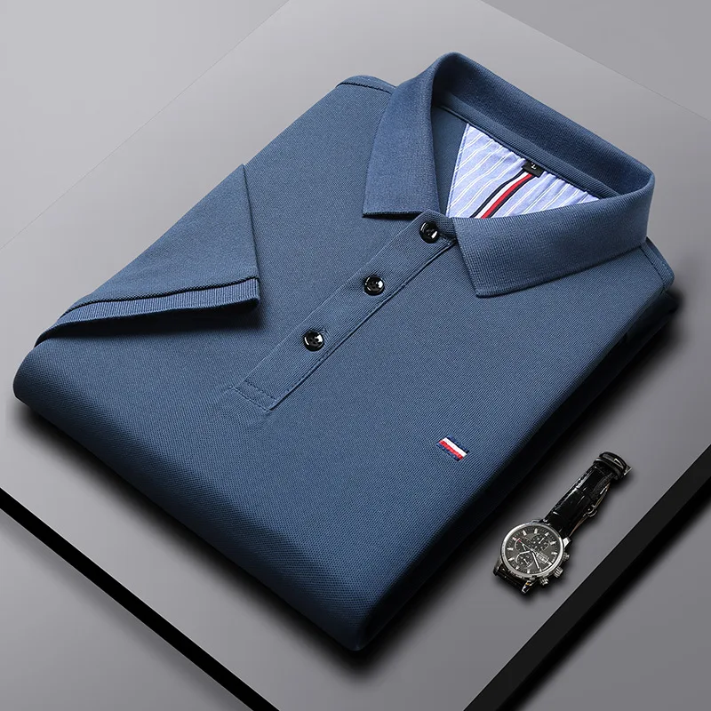 Polo de negocios para hombre, camiseta de secado rápido de verano, transpirable, resistente a las arrugas, sin costuras y fácil de planchar, ropa