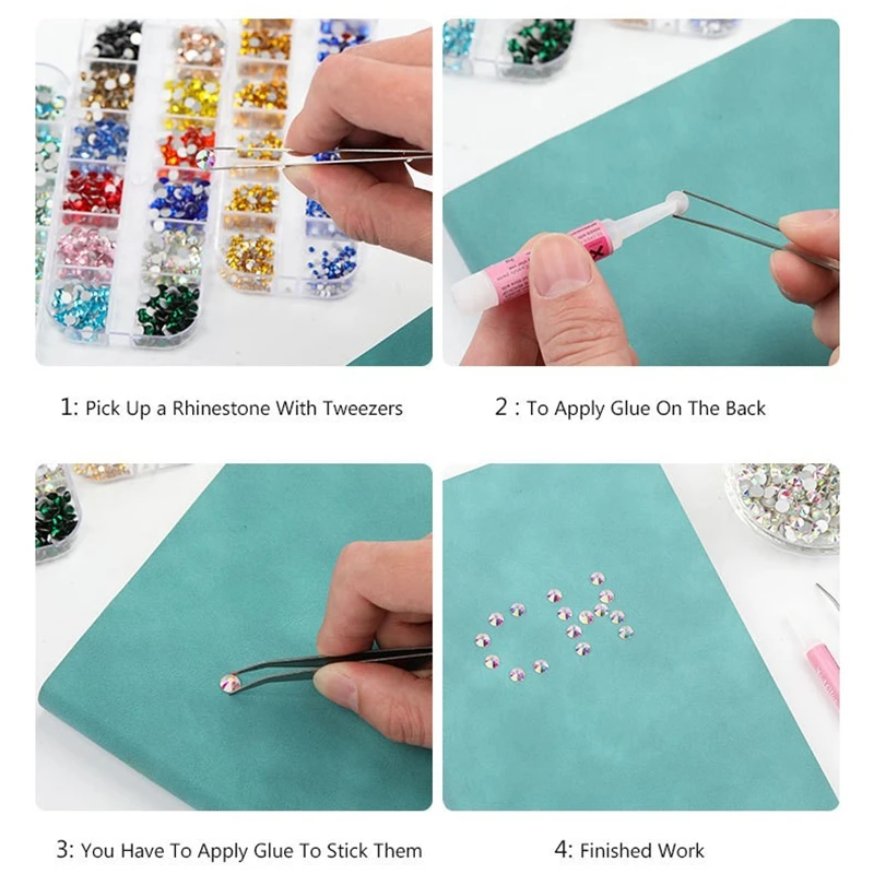 Small Size Glass Nail Art Rhinestone SS3 SS4 SS5 SS6 1440Pcs Glitter Glue On Crystal AB Stone Flat Back Rhinestone for Nails