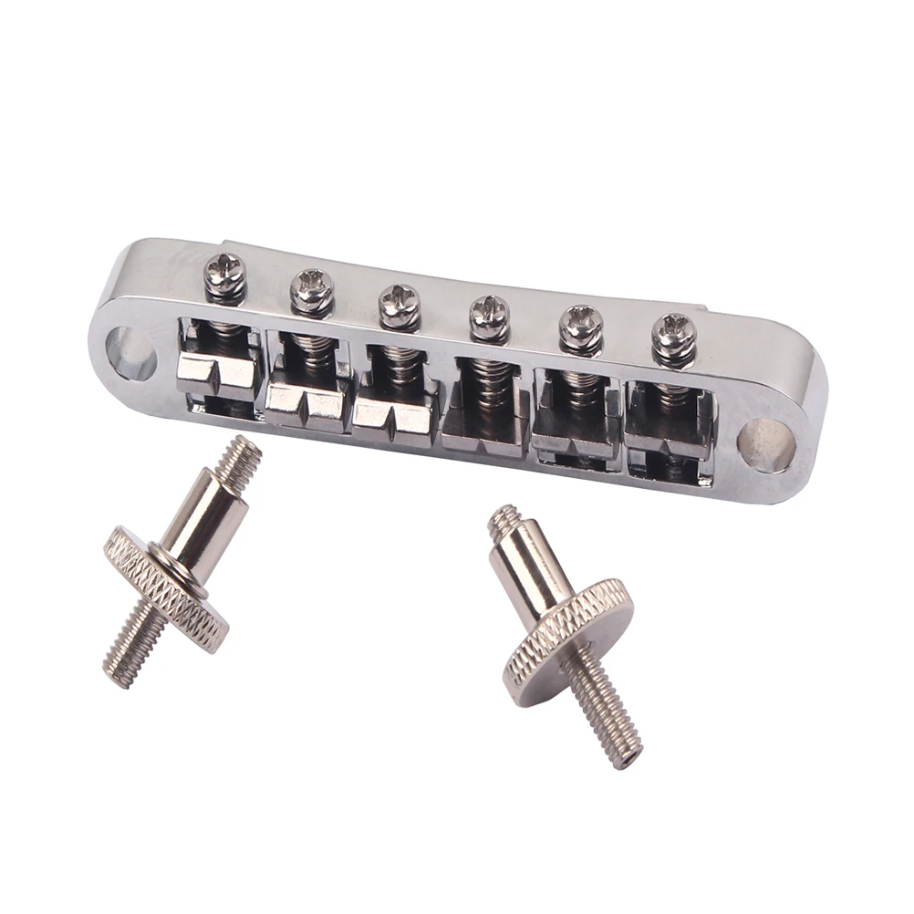 1PC Chic Chrome Plated Durable Adjustable Ebony Ebony Guitar Bridge Pins Abalone Dot Pins Dot Guitar Chrome LP GA114