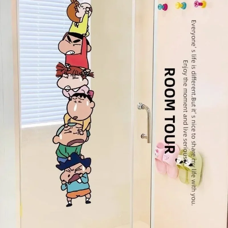 Cartoon Leuke Crayon Shin-chan Stickers Vensterglas Deur Woonkamer Schuifdeur Anti-collision Herinnering Stickers Groothandel