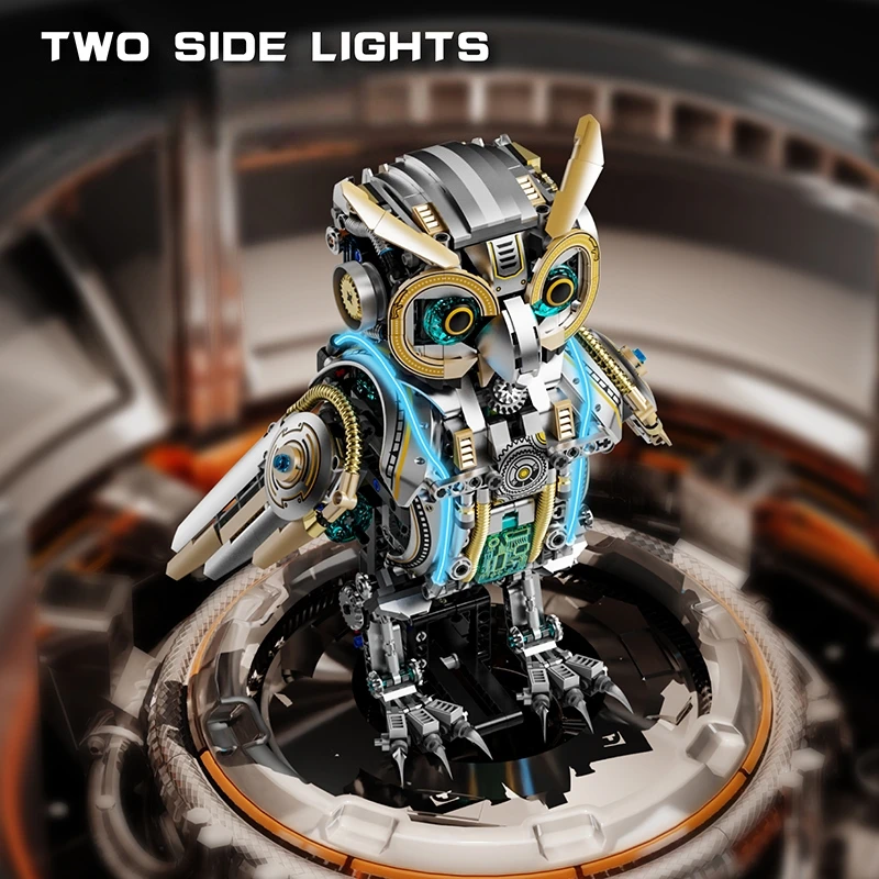 

Mechanical Bionic Owl Building Blocks 1296pcs Technical Movable Animal Model With Light Creative Ornament Holiday Gift Idea