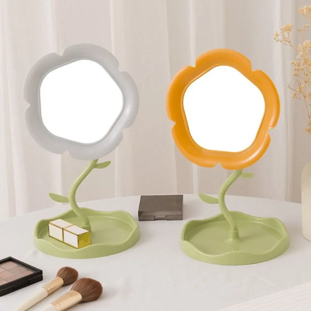 Langlebiger, süßer, sonnenblumenförmiger Schminkspiegel, abnehmbarer, hochauflösender Desktop-Make-up-Spiegel, klassischer Blumentischspiegel für Zuhause