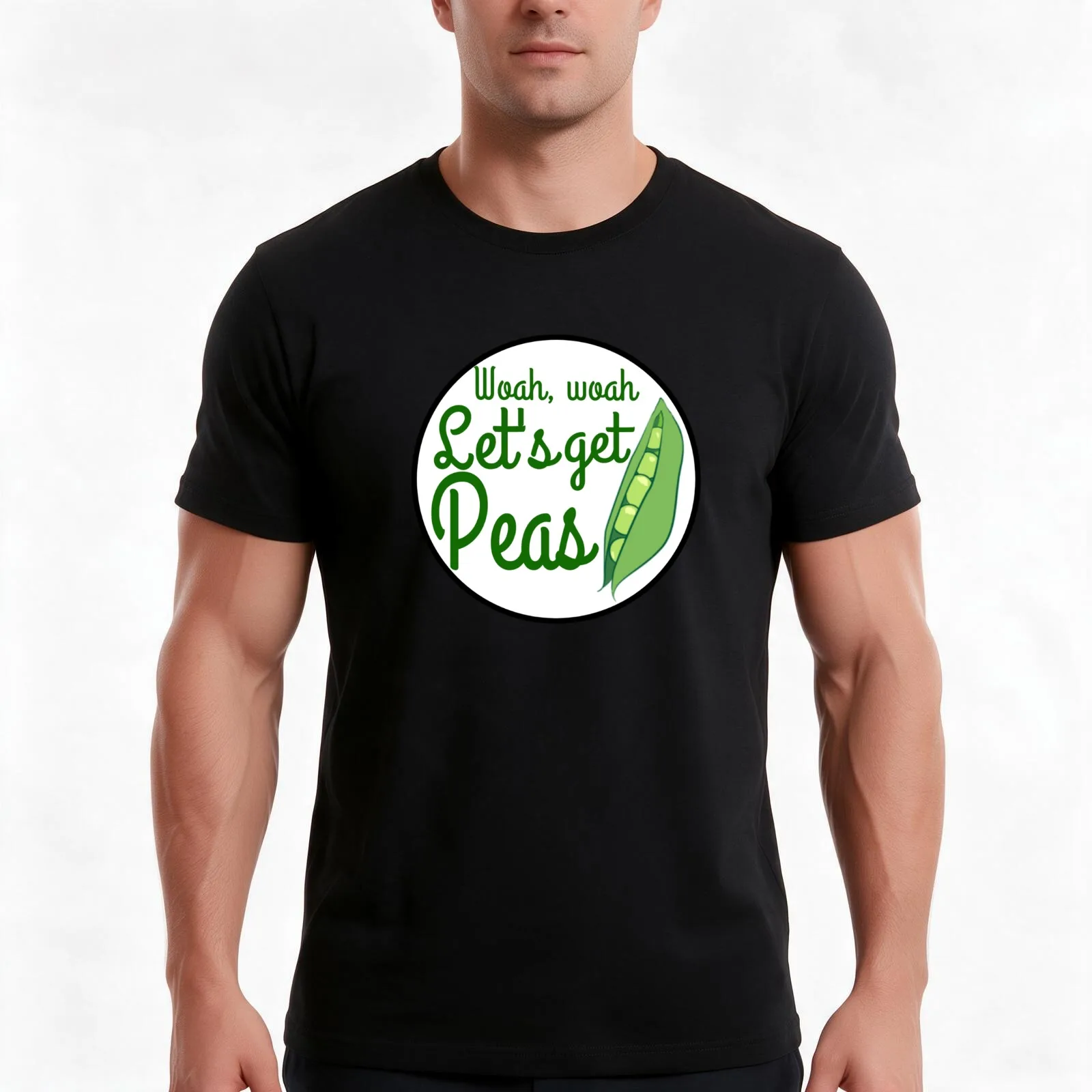 woah, woah, let's get peas T-Shirt, Summer Casual Cotton Tee, Oversized Streetwear Tops, Vintage Graphic Print, Unisex Men Women