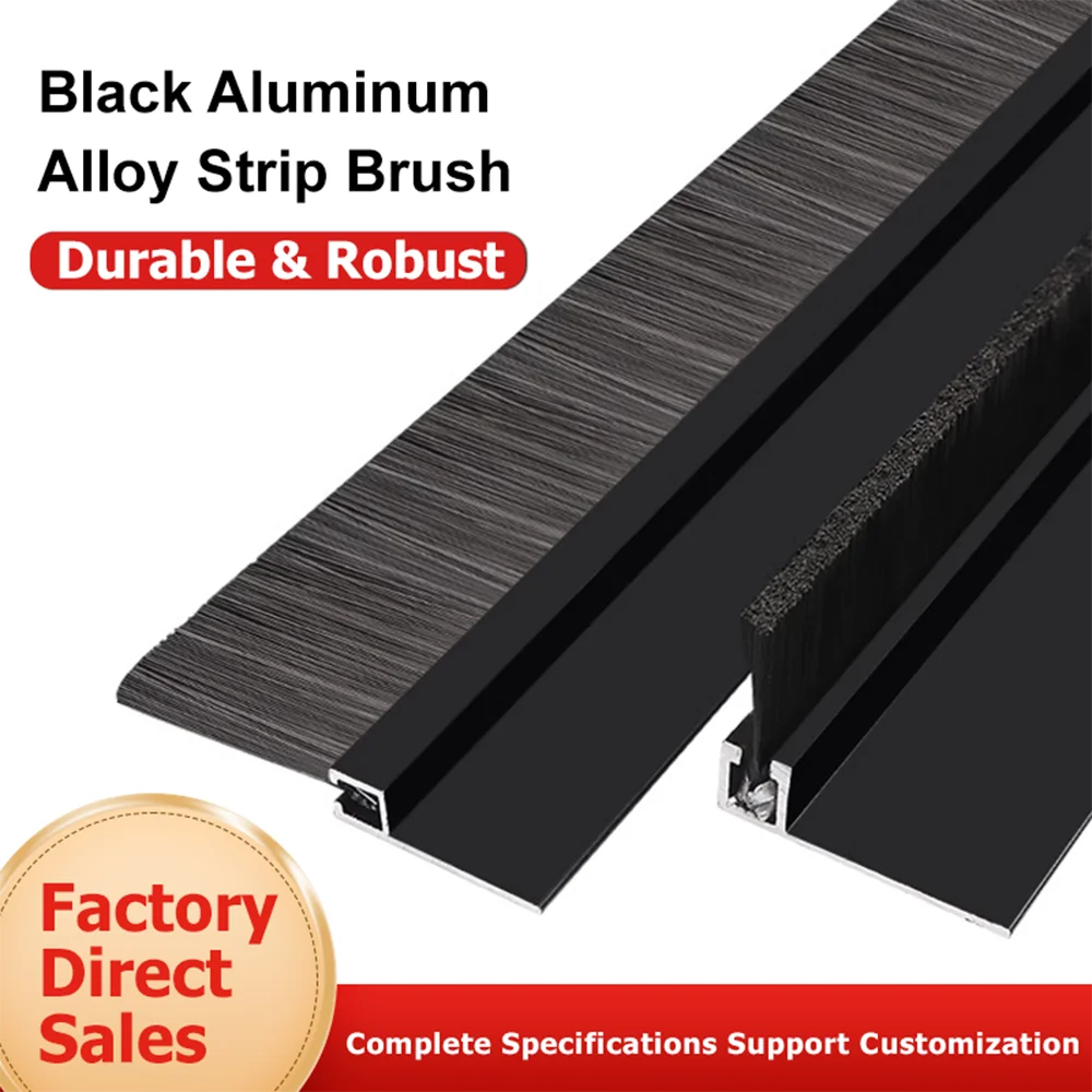 Porch Window Seal Brush Black Aluminum Alloy Holder Decoration Door Gap Connecting Windproof Dustproof Cleaning Room Accessories