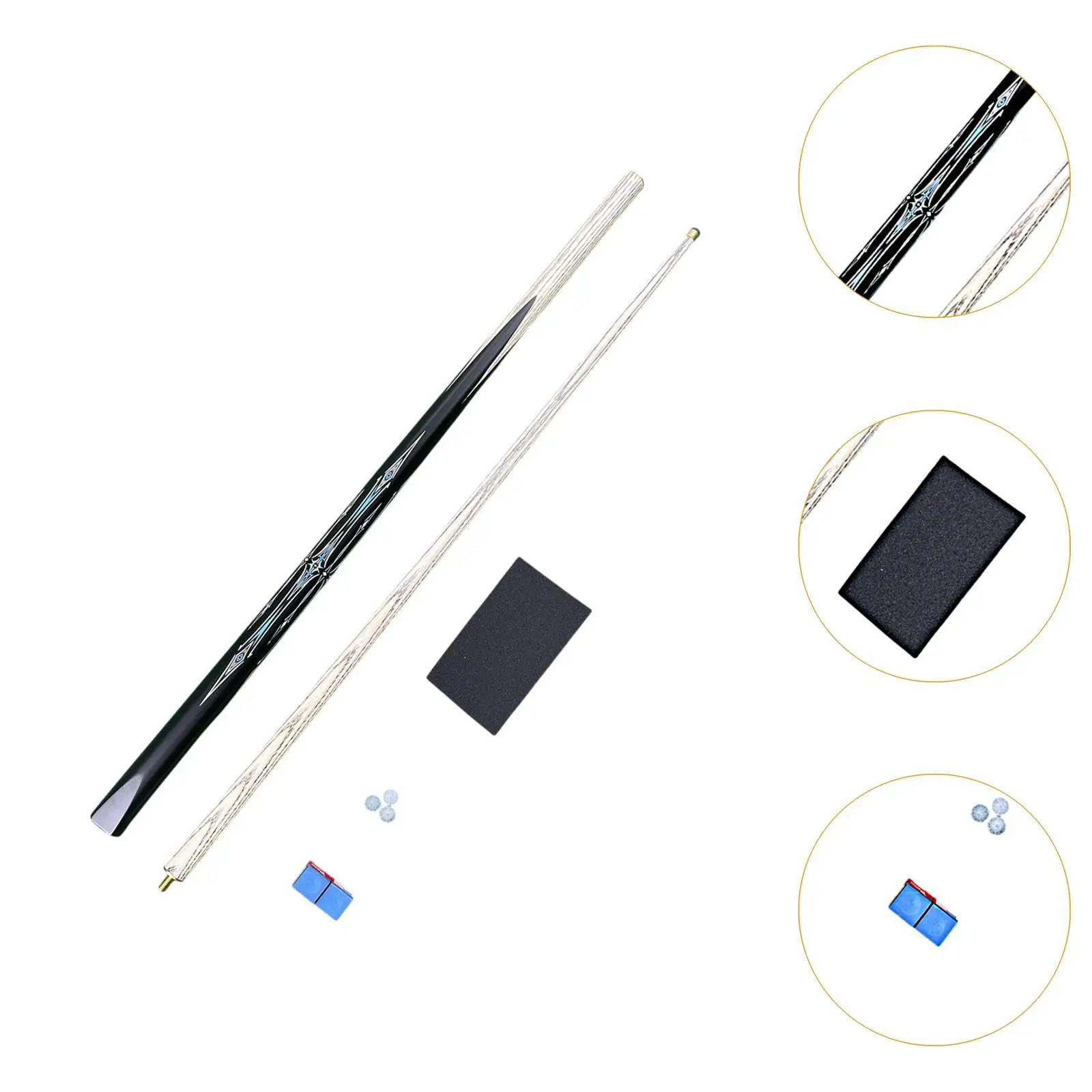 Taco de sinuca profissional chinês preto oito taco de bilhar duas seções 57