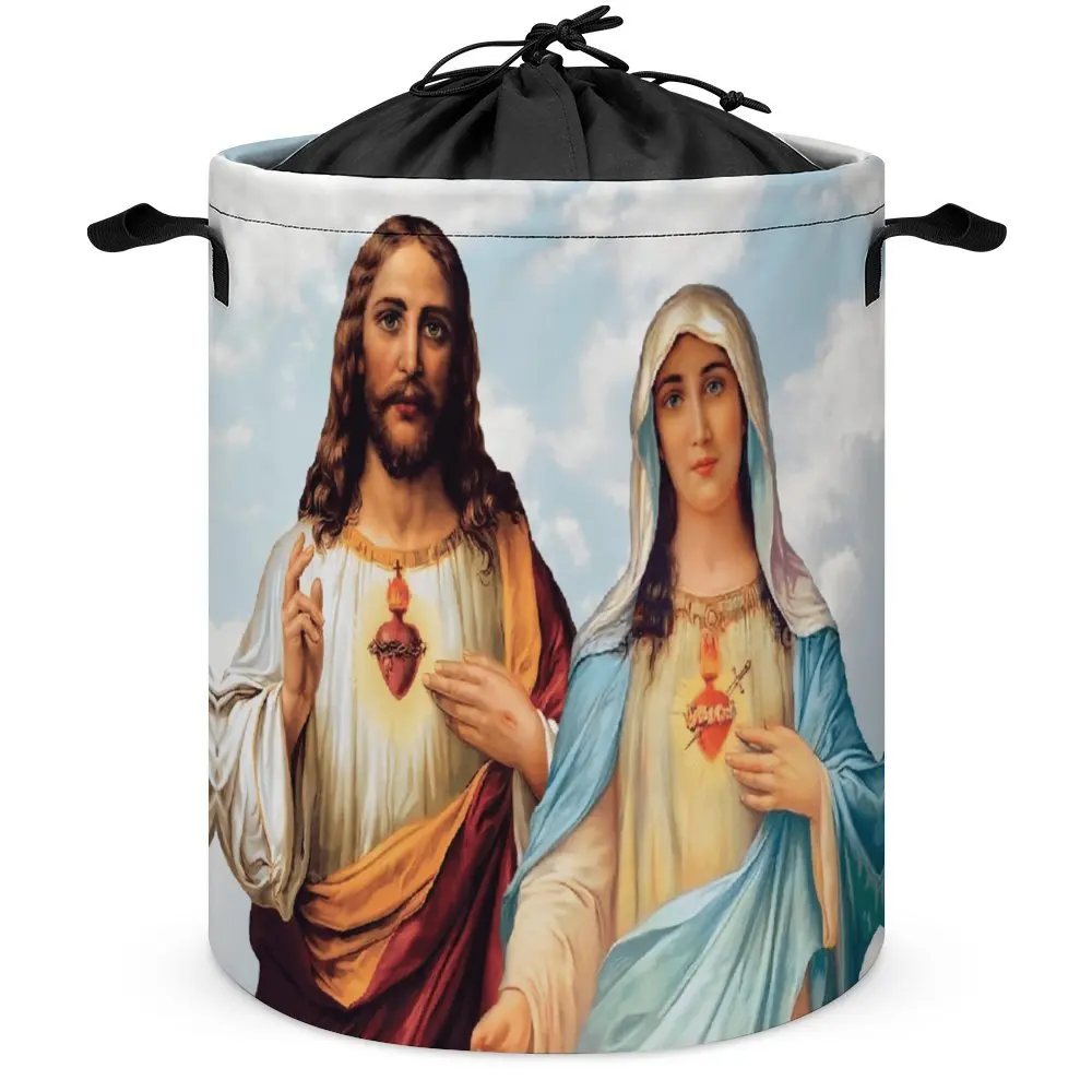 Storage Box Sacred And Immaculate Hearts   III (Jesus And Large Capacity Top Quality Laundry Basket Lifting Hand Can Be Folded S