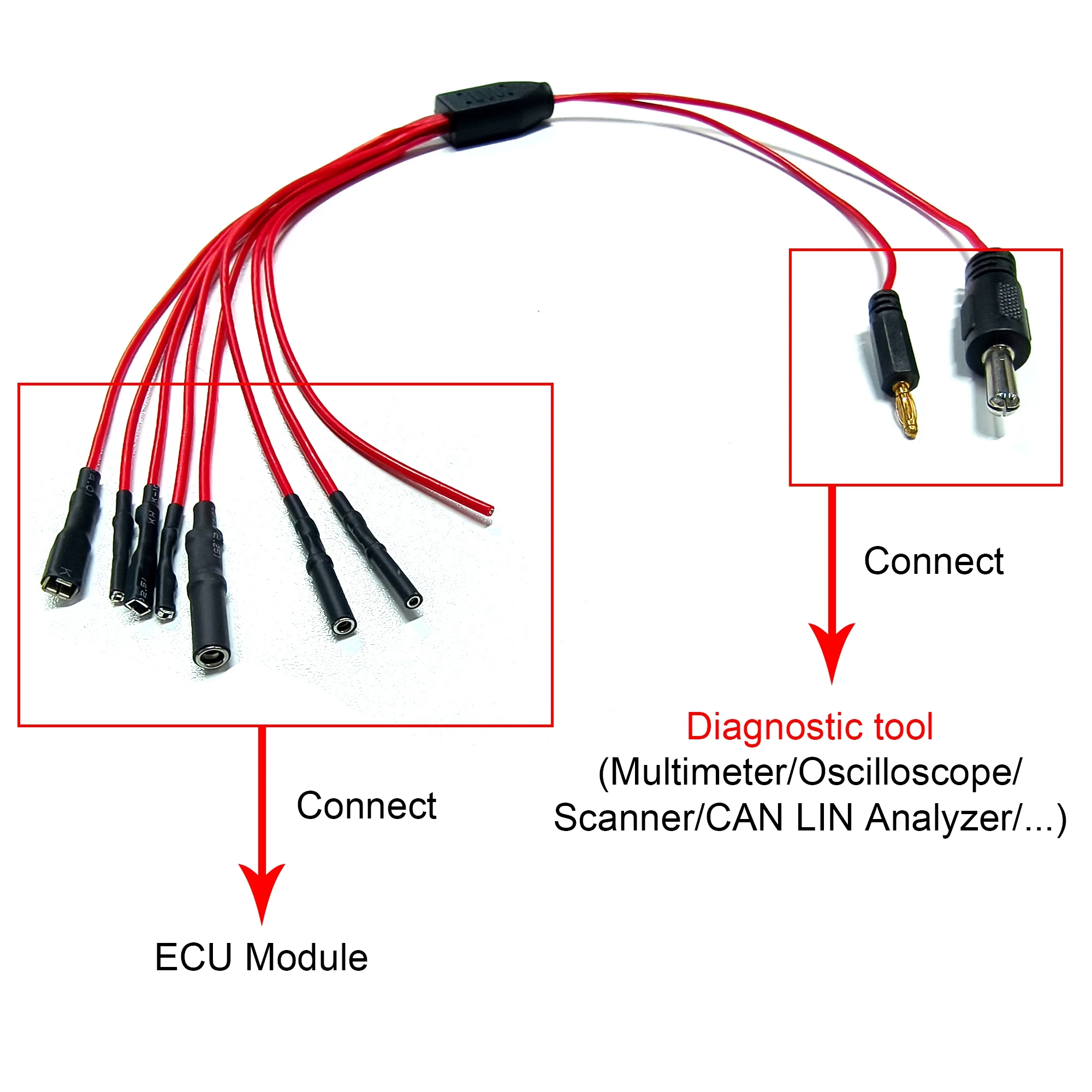 Cabo de linha de conexão diy para carro woyo ctbc001, 8 vias, ecu, cabos de fuga, diagnóstico automotivo, cabo de linha de osciloscópio, conexão diy