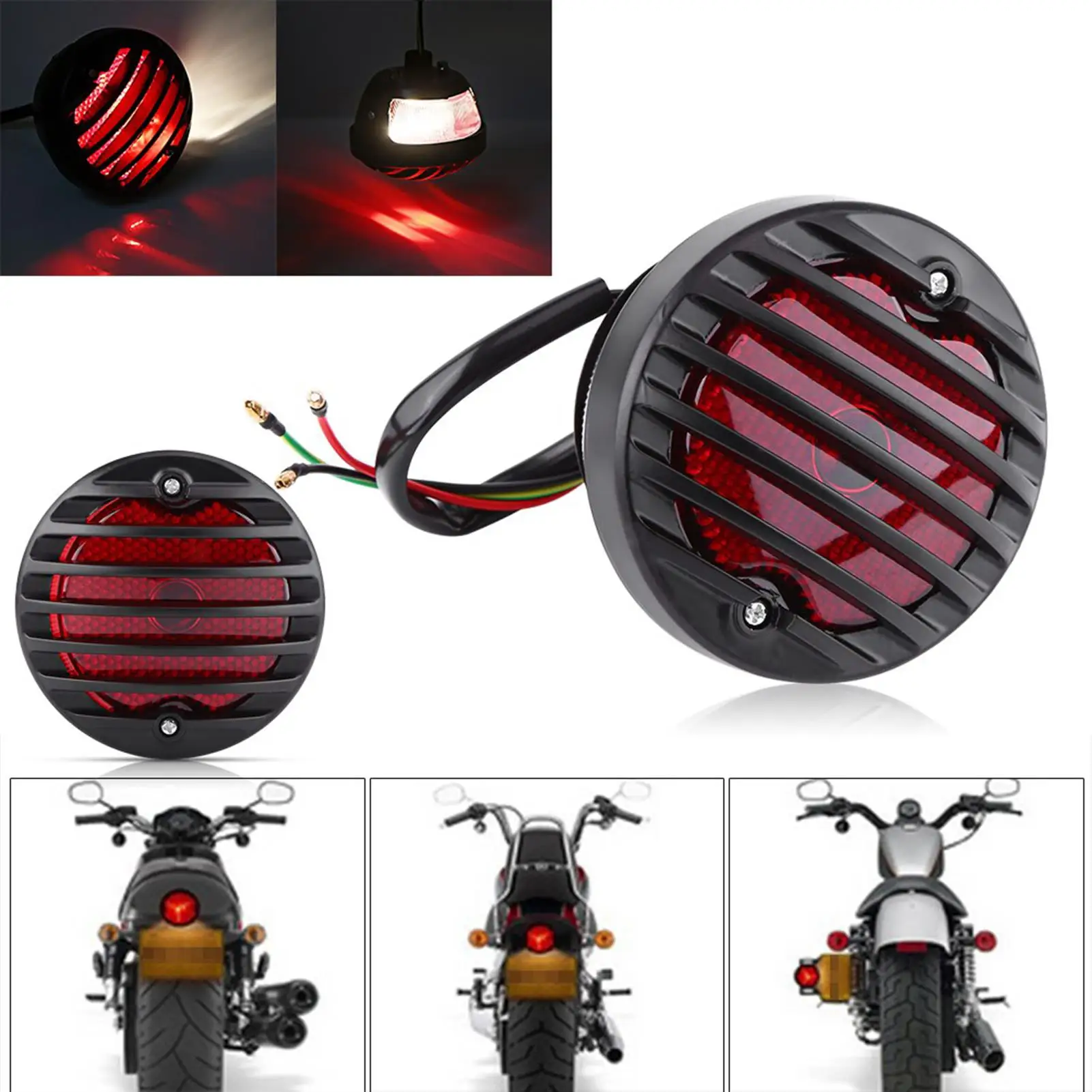 Motorcycle ATV Tail Brake Light Black Round Brake Light For bobber Chopper Scooters Motocicleta Accessories image 2
