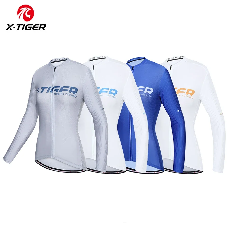 

X-TIGER Long Sleeve Jersey Lady Upgraded Slim Fit UPF40+ Full Zipper MTB Maillot Women Autumn Comfortable Sports Cycling Shirt