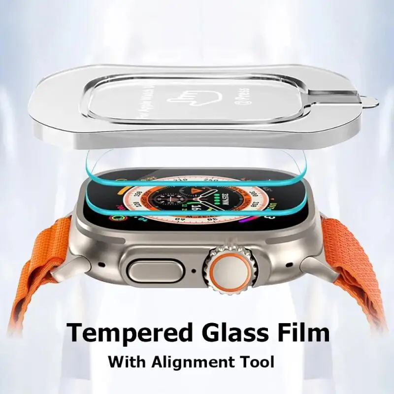 Alignment Tool With HD Tempered Glass Film For Apple Watch Ultra 2 49mm Easy Install Screen Protector For Iwatch Ultra 49mm