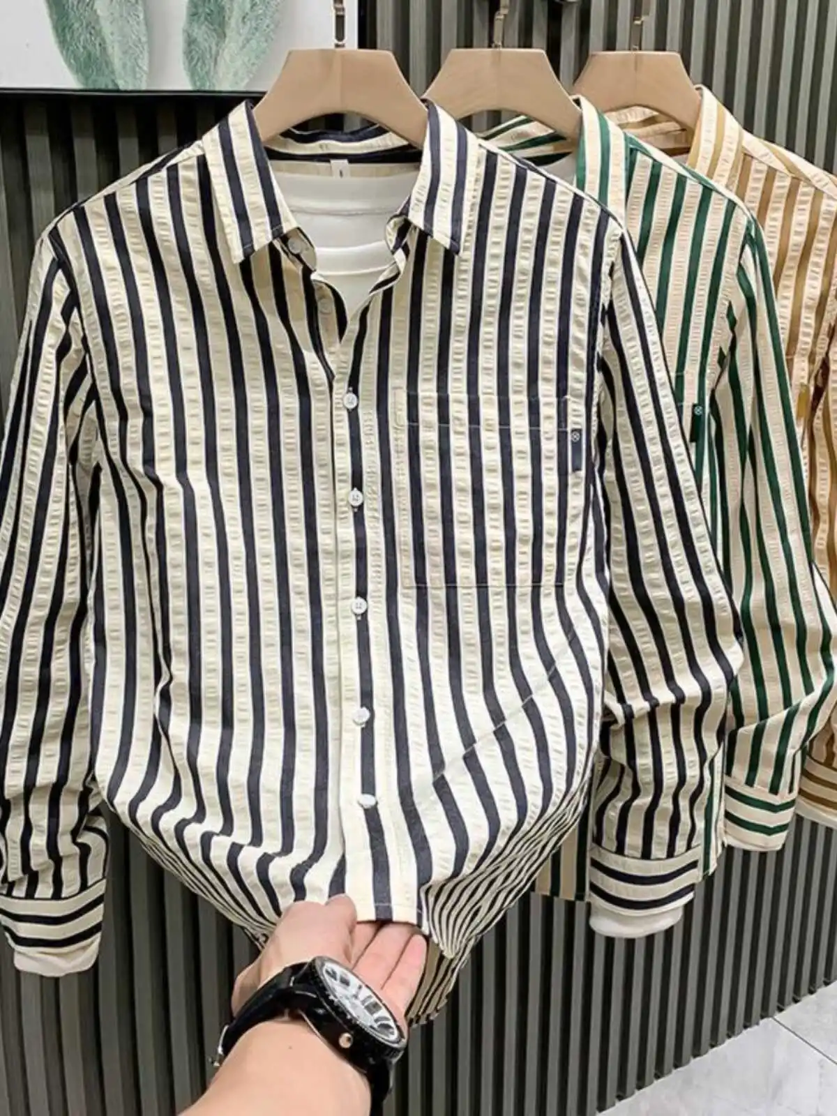 

New 2024 Men's Ice Silk Loose Long Sve irt Summer Qui Dry Thin Casual Versatile Outerwear for Daily Wear And Work