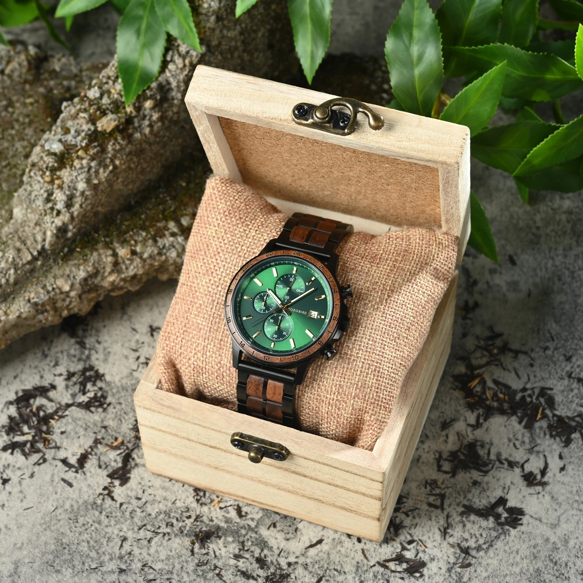 BOBO BIRD Men\'s Wooden Watch New Top Quartz Wristwatch Japanese Movement Classic Chronograph Military Watches Custom Gift Box