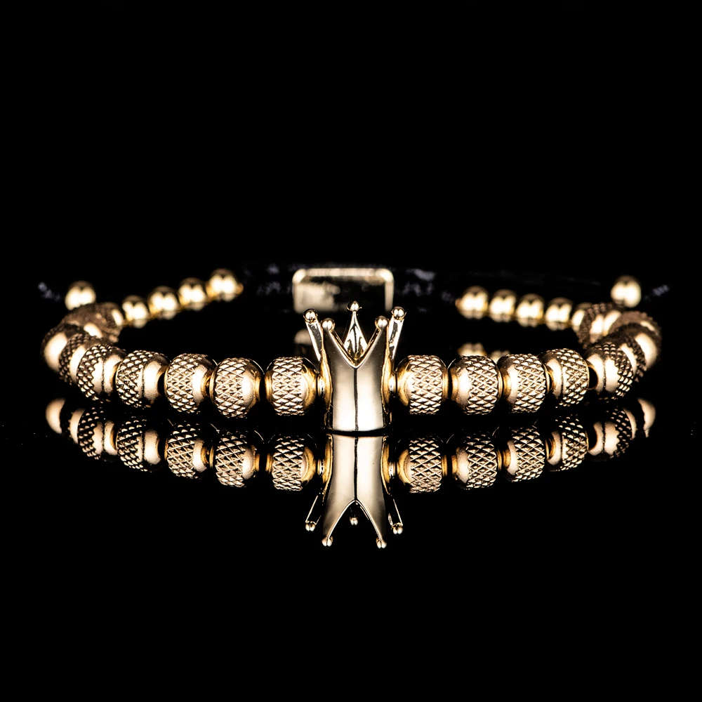 Luxury Crown Men Bracelet 316L Stainless Steel Bracelet Banlge Titanium Steel Gold Color Bracelet Adjust Size Men Jewelry Gift