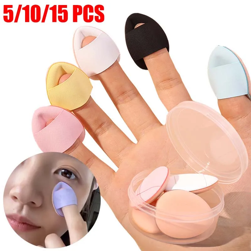 5/10/15 Pcs Mini Finger Powder Puff Foundation Detail Makeup Sponge Puff Face Concealer Cream Cosmetics Accessories Makeup Tools