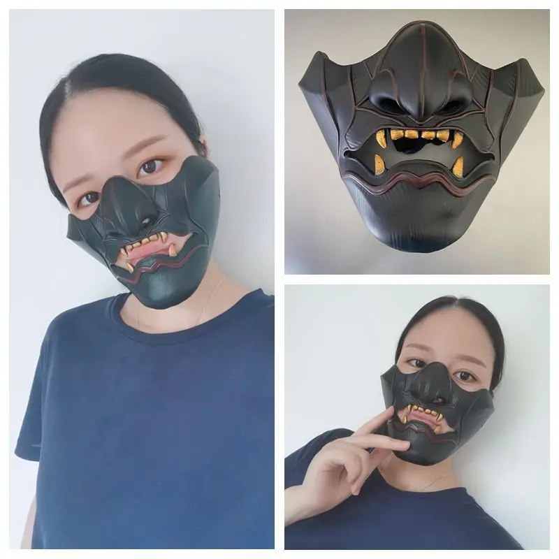 The Soul Mask of Tsushima, Prajna, Japanese Ghost Face, Dark Men and Women, Half Face, Halloween Party Resin Mask