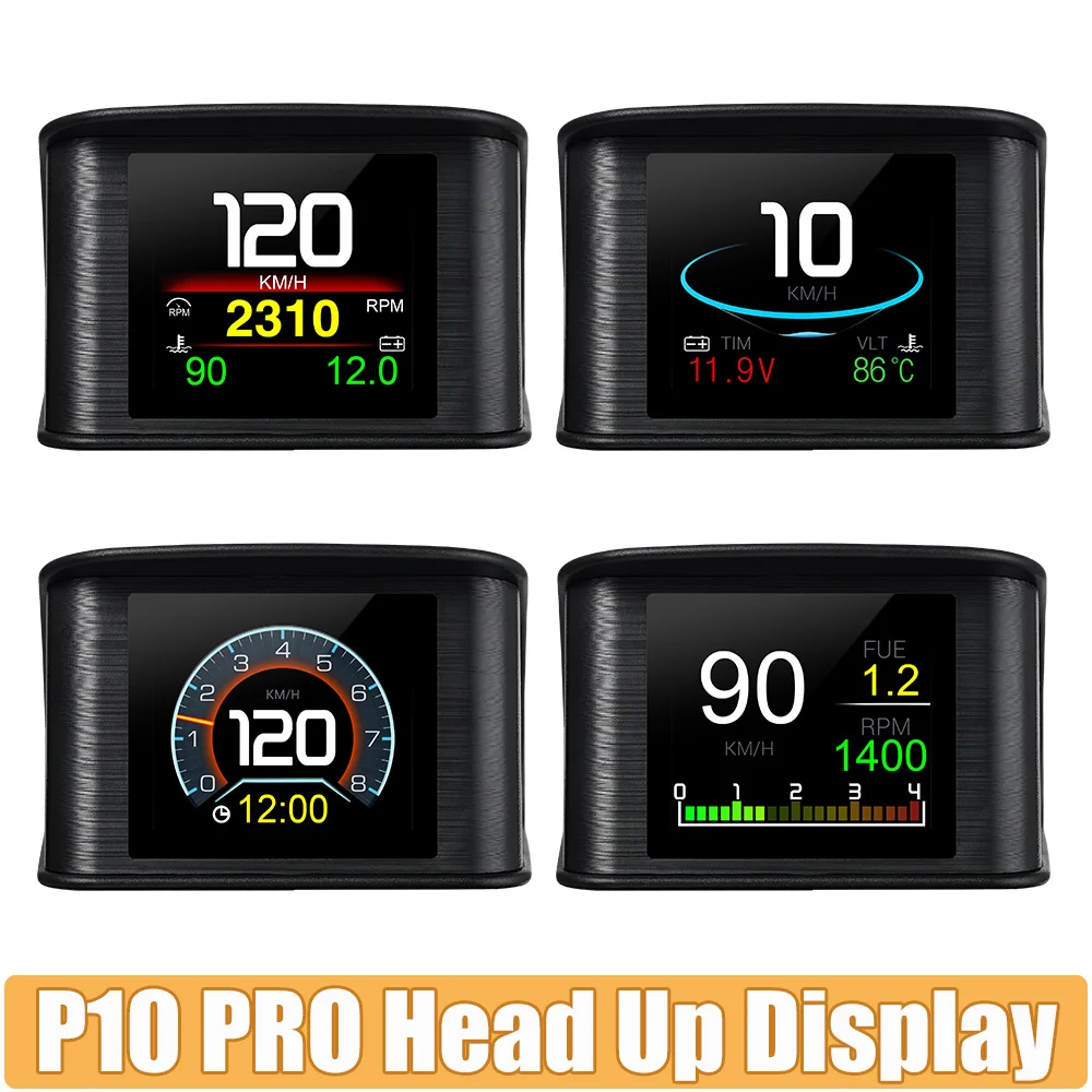 

P10 Pro HUD OBD2 + GPS 10-кратный проекционный дисплей Автомобильный умный светодиодный измеритель Цифровой датчик Автомобильные аксессуары Многофункциональный инструмент