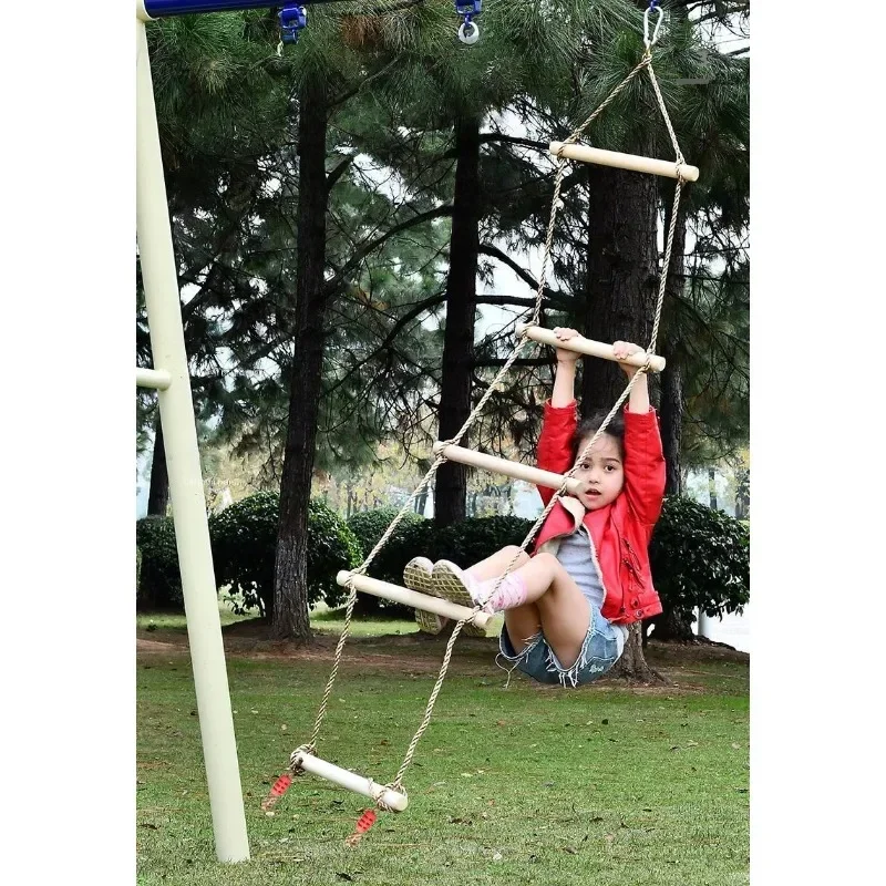 Children Climbing Rope Ladder Wooden Material Kids Swing Indoor Outdoor Game Toy Playground Backyard Fitness Games Entertainment