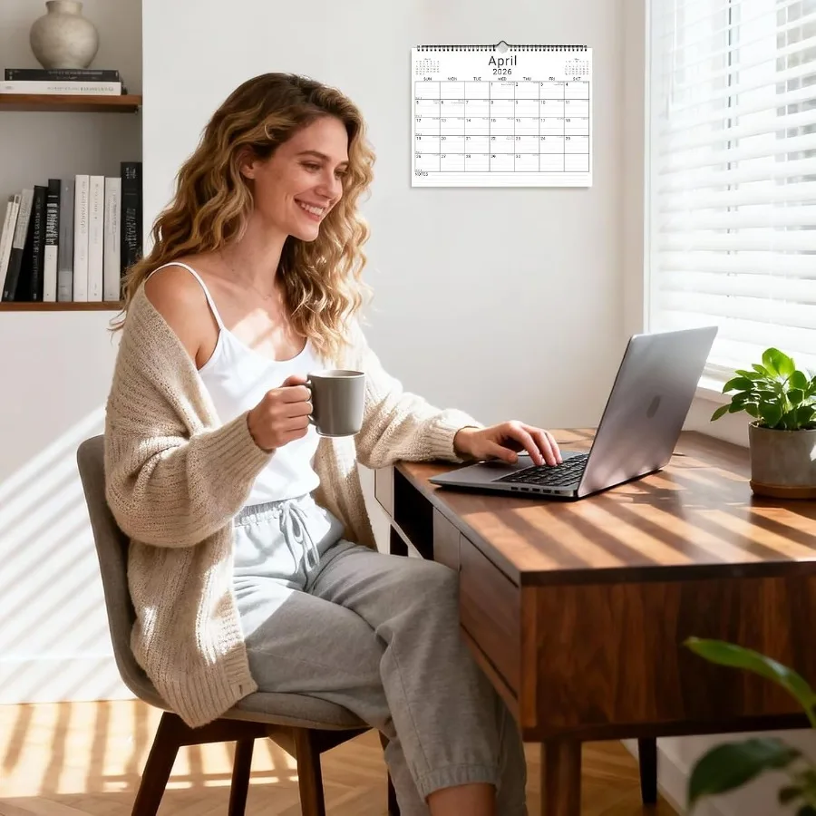 2026 calendário de parede 12 meses 11 "x 8,5 '' ano organizador mensal de janeiro 2026-2027 pequeno mini horizontal em branco espiral encadernado w