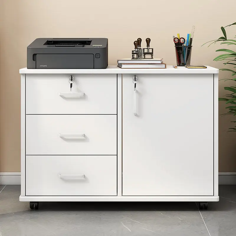 & Wooden Lockable Low Filing Cabinet, A4 Drawer Side Storage Organizer for Office Document Household Storage Wholesale